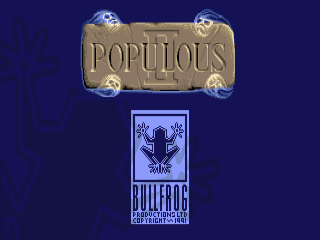 Populous II title screen for Amiga